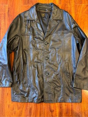 Wilsons Leather Black Button-Front Pea Coat